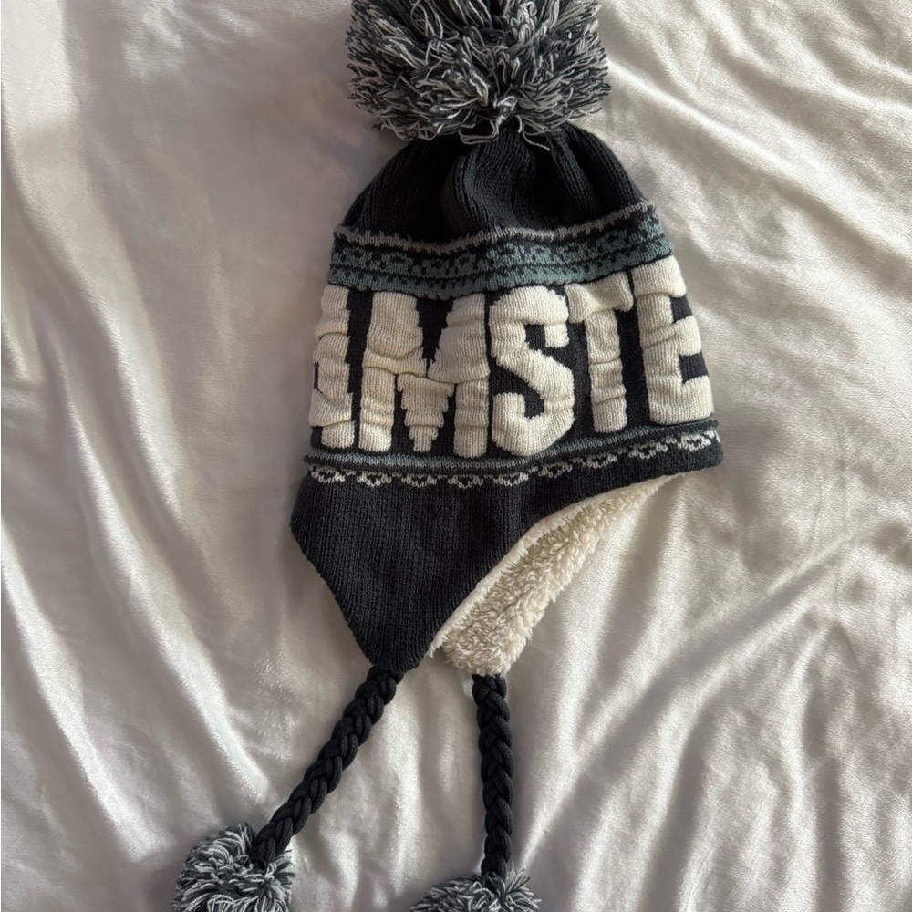 Adult Gray & Cream Amsterdam Pom-Pom Winter Hat from the Netherlands One Size